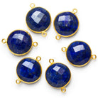 19mm Vermeil Bezeled Lapis Lazuli Coin Connector 1 Bead - The Bead Traders