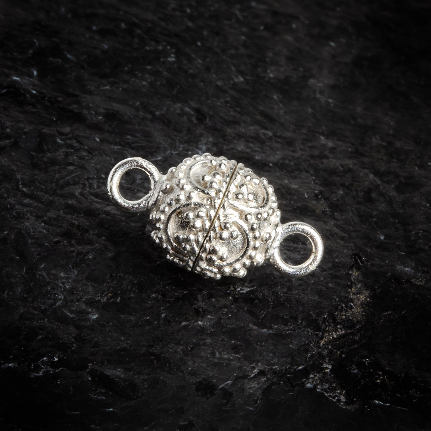 19x10mm Silver Plated Copper Ball & Arch Magnetic Clasp 1 Bead - The Bead Traders