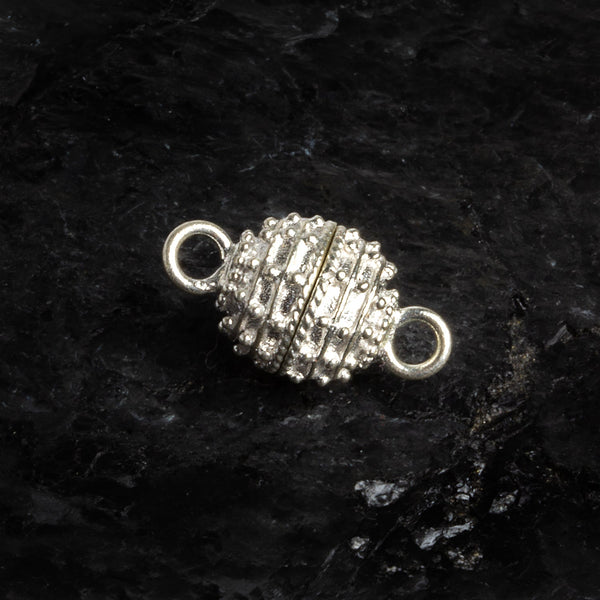 19x10mm Silver Plated Copper Beehive Magnetic Clasp 1 Bead