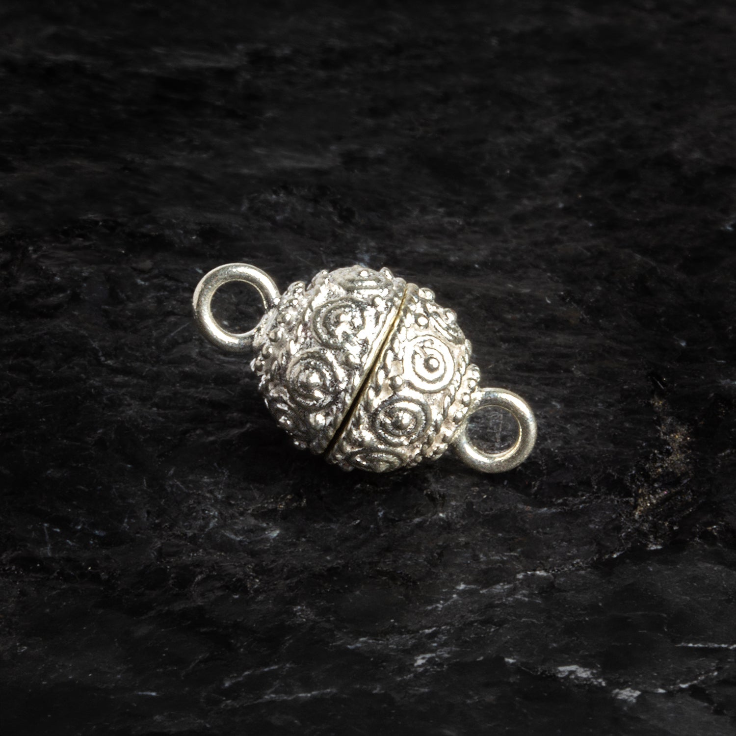 19x10mm Silver Plated Copper Ring & Ball Magnetic Clasp 1 Bead - The Bead Traders
