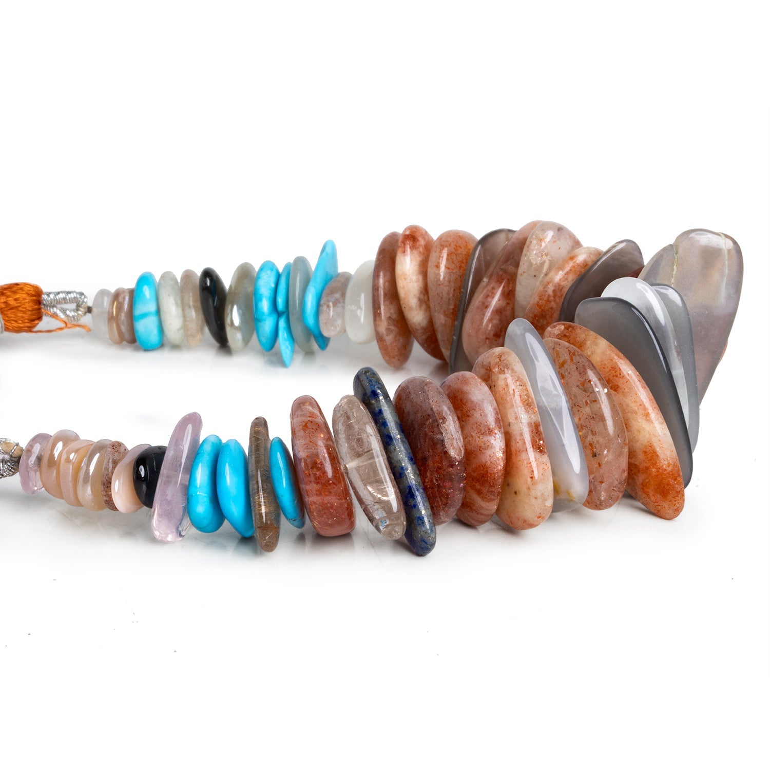 19x10mmmm Multi Gemstone Long Chips 6.5 inch 46 beads - The Bead Traders