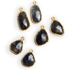 19x11mm Gold Leafed Sapphire Pendants Set of 2 Beads - The Bead Traders