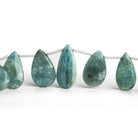 19x11mm Moss Aquamarine Plain Pears 7.5 inch 15 beads - The Bead Traders