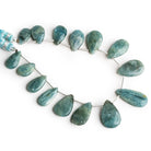 19x11mm Moss Aquamarine Plain Pears 7.5 inch 15 beads - The Bead Traders