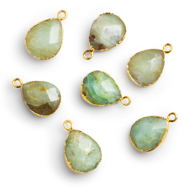 19x12mm Gold Leafed Blue Peruvian Opal Pear Pendant 1 Bead