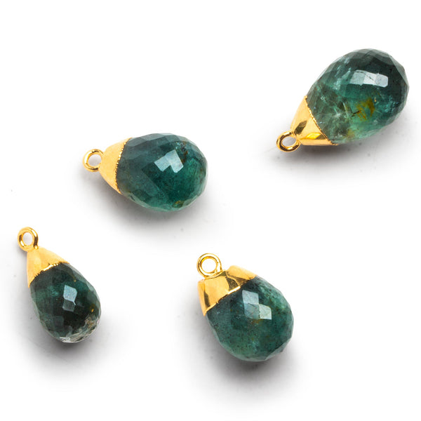 19x12mm Gold Leafed Moss Aquamarine Pear Pendant 1 Bead