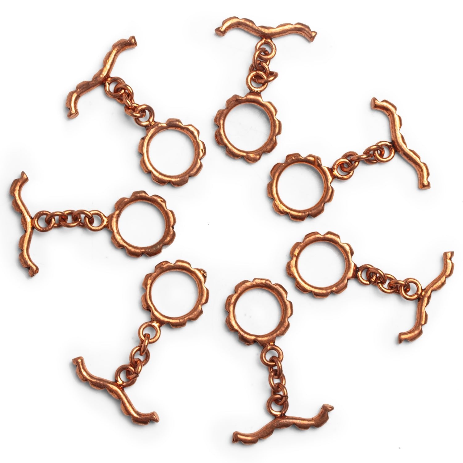 19x13mm Copper Circle Ridge Toggle 1 Bead - The Bead Traders