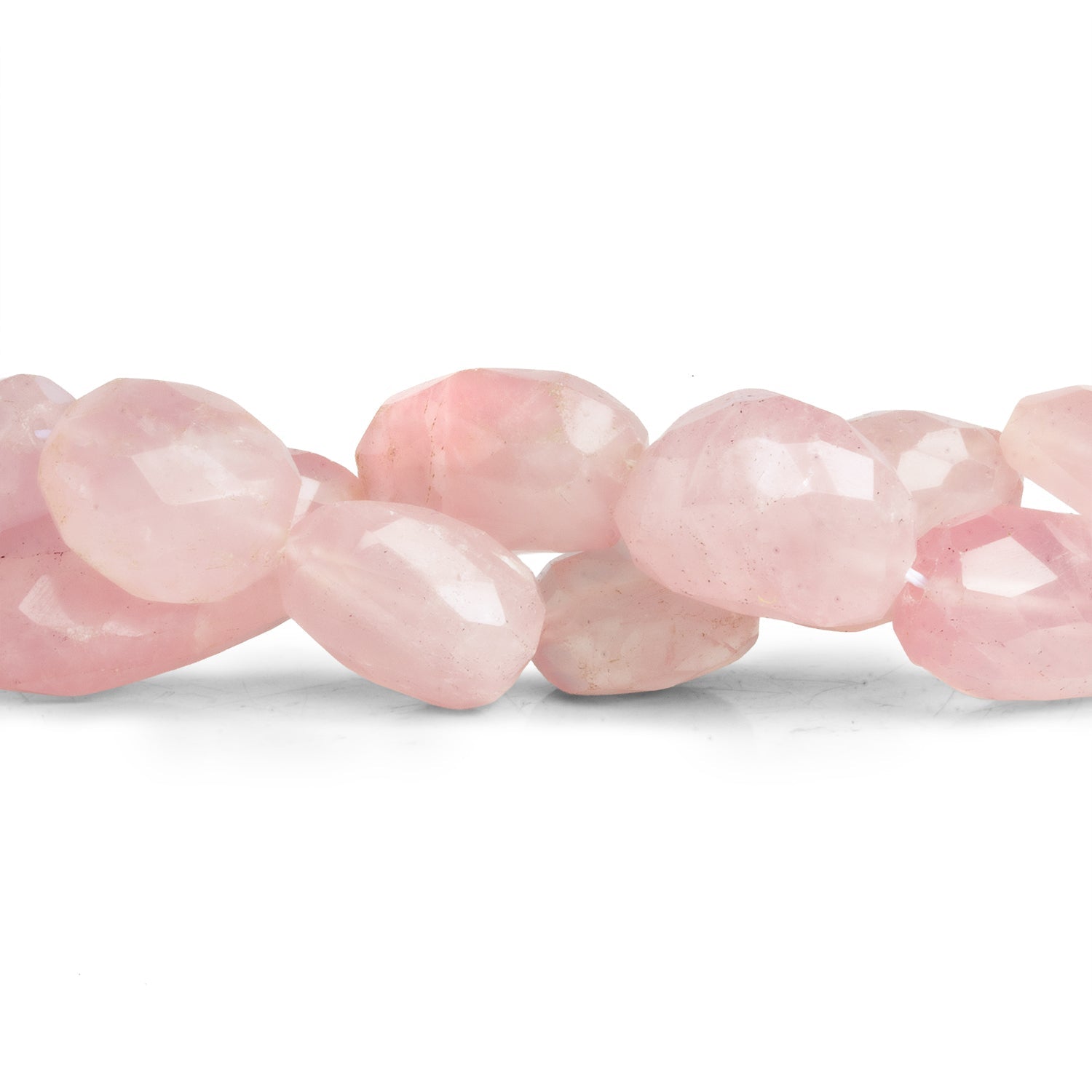 19x13mm Rose Quartz Faceted Nuggets 15 inch 19 beads - The Bead Traders