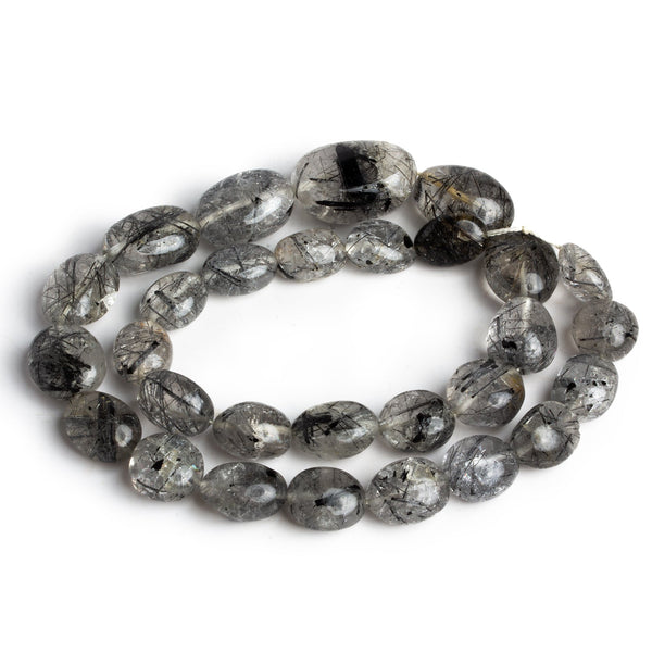 19x13mm Tourmalinated Quartz Plain Nuggets 17 inch 28 beads