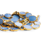 19x14mm Gold Leafed Denim Opal Slices 9 inch 11 beads - The Bead Traders