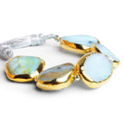 19x15mm Gold Leafed Blue Peruvian Opal Nuggets 4 inch 5 beads - The Bead Traders
