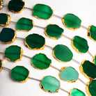 19x15mm Gold Leafed Green Onyx Slices 7 inch 7 beads - The Bead Traders