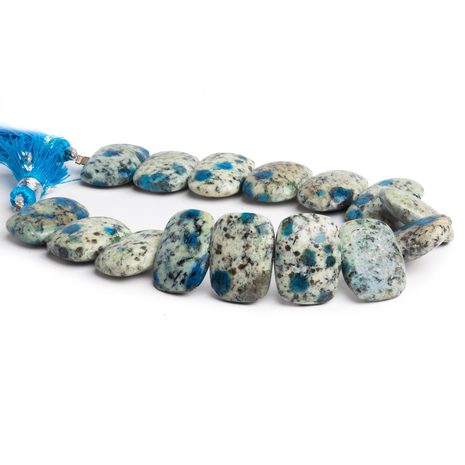 19x15mm K2 Azurite Granite Plain Cushions 8.5 inch 15 beads - The Bead Traders
