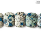 19x15mm K2 Azurite Granite Plain Cushions 8.5 inch 15 beads - The Bead Traders