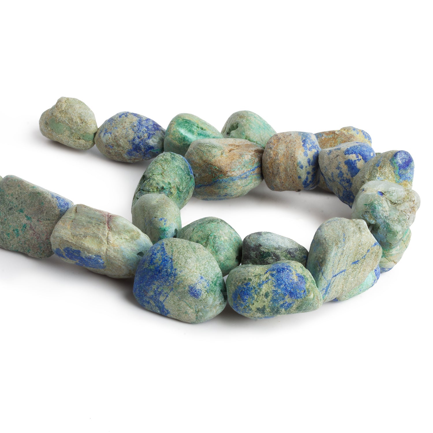 19x15mm Matte Azurite Plain Nuggets 15 inch 23 beads - The Bead Traders