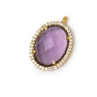 19x15mm Vermeil CZ Bezel Purple Hydro Quartz Faceted Oval Pendant 1 Focal - The Bead Traders
