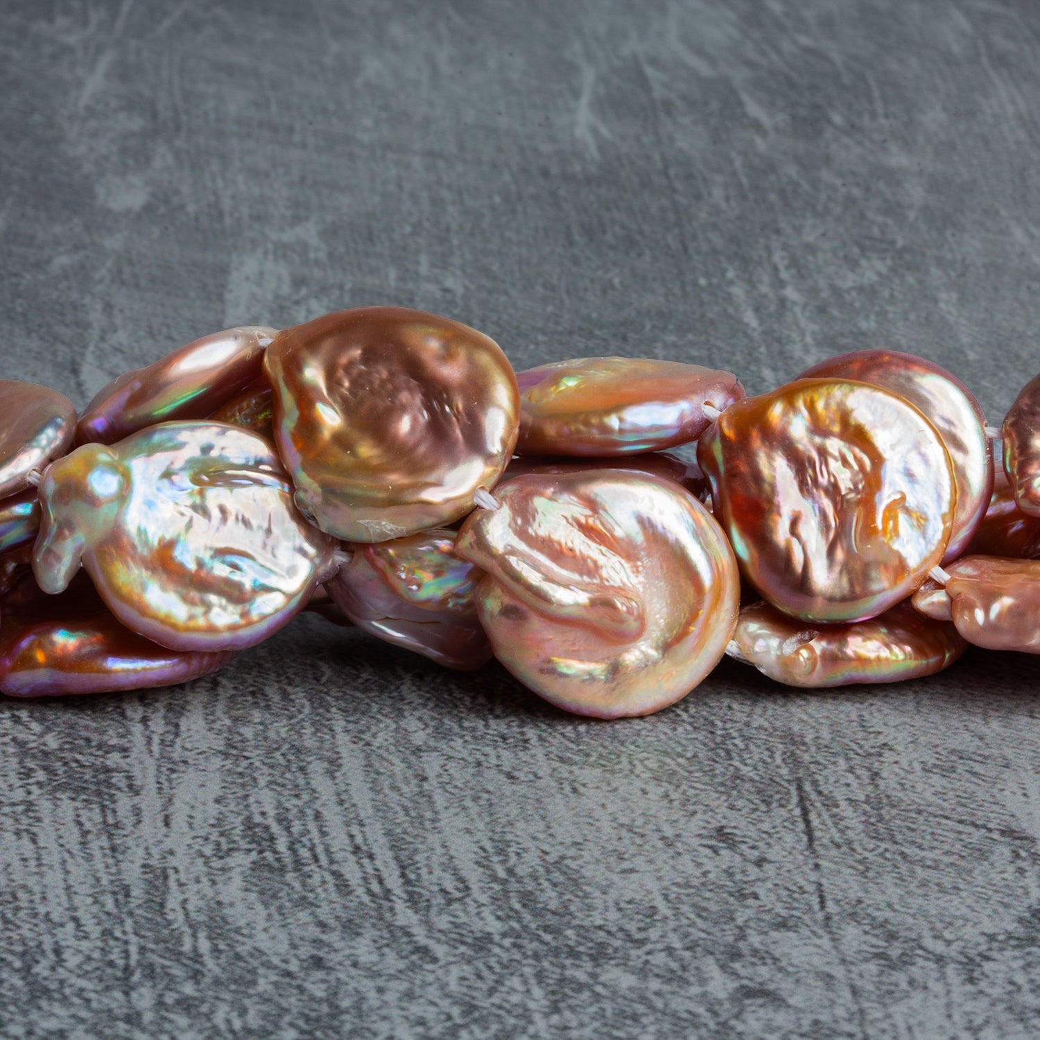 19x16mm Peach Coin Pearls 15 inch 20 beads - The Bead Traders