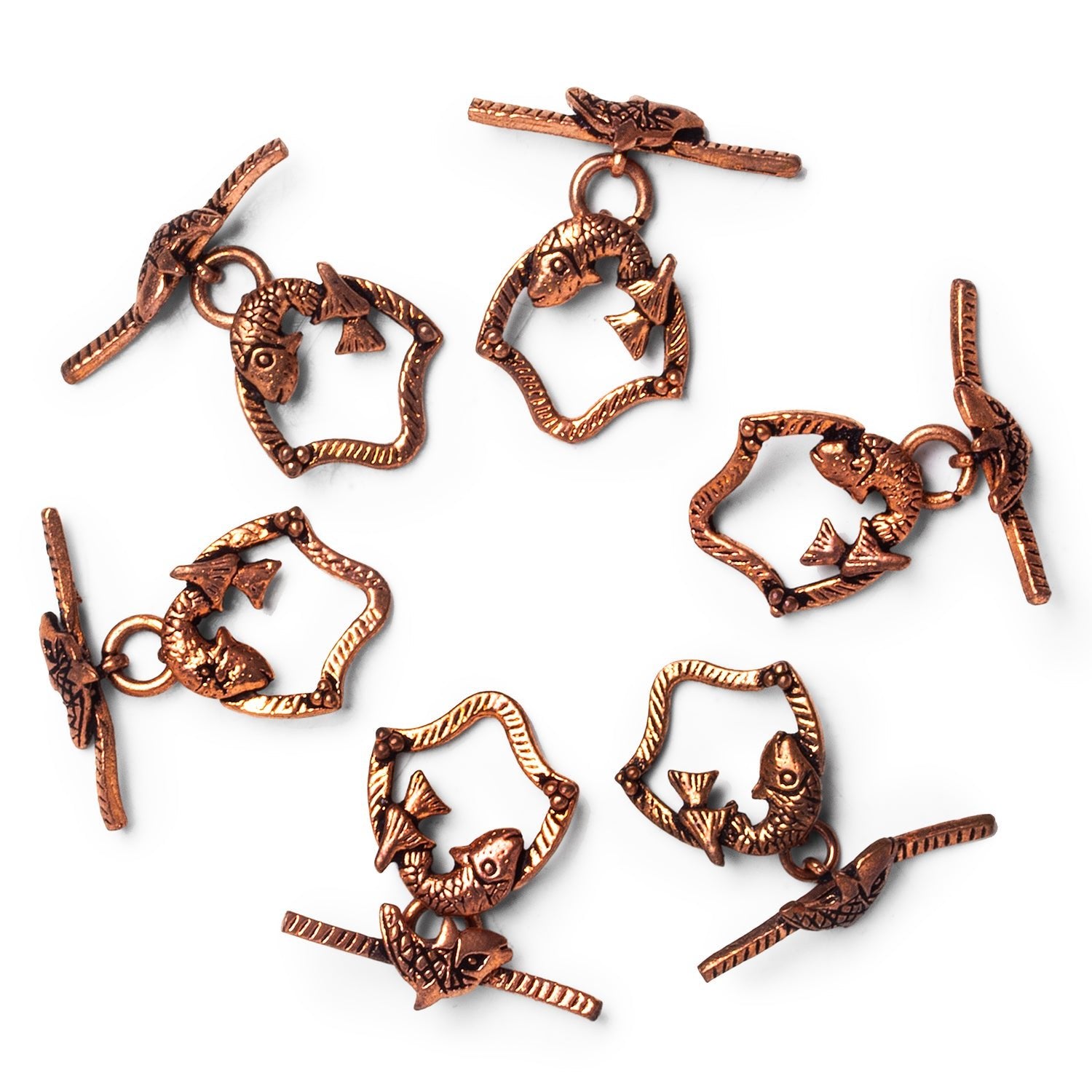 19x17mm Copper Fish Toggle 1 Bead - The Bead Traders