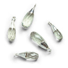19x6mm Silver Leafed Prasiolite Teardrop Pendant 1 Bead - The Bead Traders