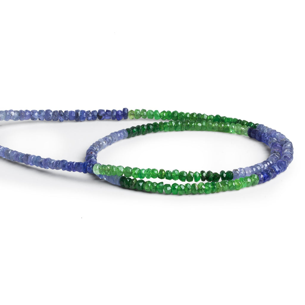 2 - 4mm Tanzanite & Tsavorite Faceted Rondelles 14 inch 160 beads - The Bead Traders