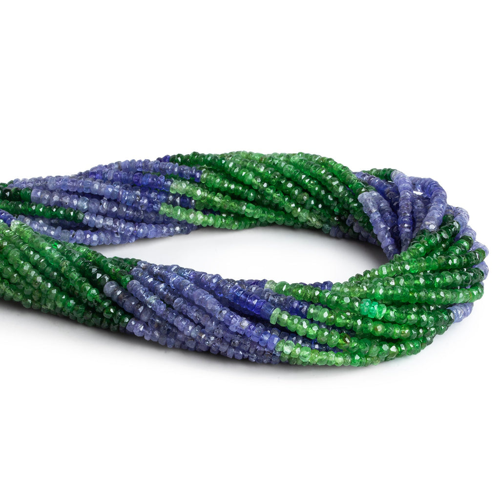 2 - 4mm Tanzanite & Tsavorite Faceted Rondelles 14 inch 160 beads - The Bead Traders