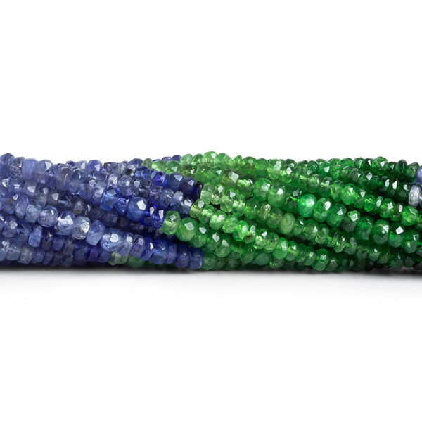 2-4mm Tanzanite & Tsavorite Faceted Rondelles 14 inch 160 beads