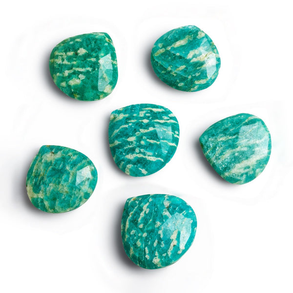 20-24mm Russian Amazonite Faceted Heart Focal 1 Bead