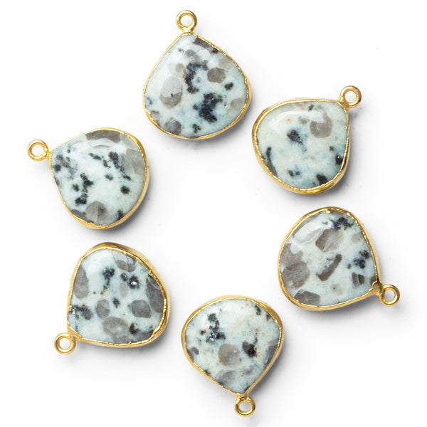 20mm Gold Leafed Jelly Jasper Heart Pendant 1 Bead