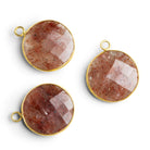 20mm Vermeil Bezeled Red Moss Quartz Coin Pendant 1 Bead - The Bead Traders