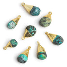20x10mm Gold Leafed Chinese Turquoise Teardrop Pendant 1 Bead - The Bead Traders