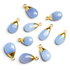 20x10mm Gold Leafed Natural Chalcedony Pear Pendant 1 Bead - The Bead Traders