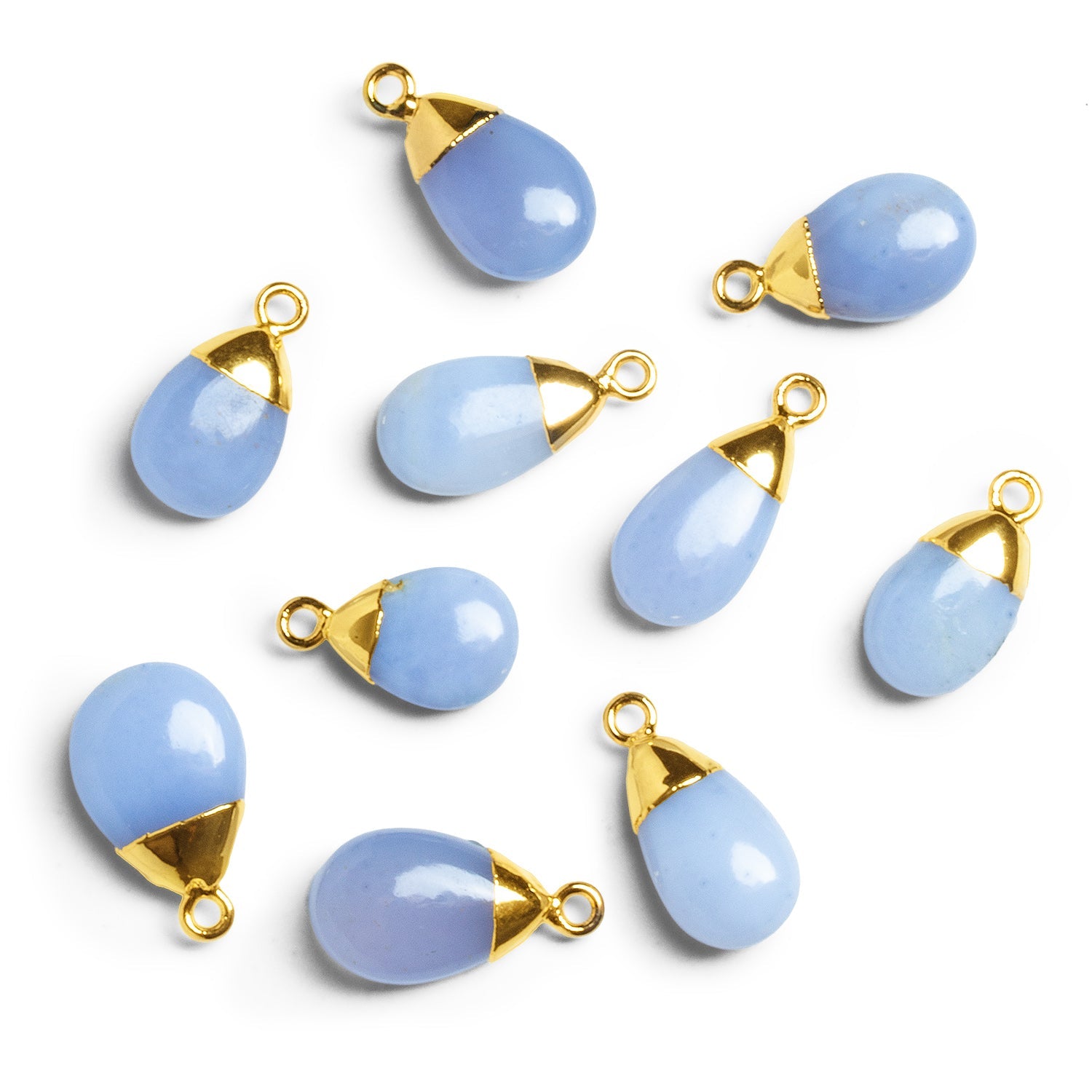 20x10mm Gold Leafed Natural Chalcedony Pear Pendant 1 Bead - The Bead Traders