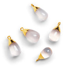 20x10mm Gold Leafed Rose Quartz Teardrop Pendant 1 Bead - The Bead Traders