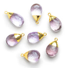 20x11mm Gold Leafed Amethyst Faceted Pear Pendant 1 Bead - The Bead Traders