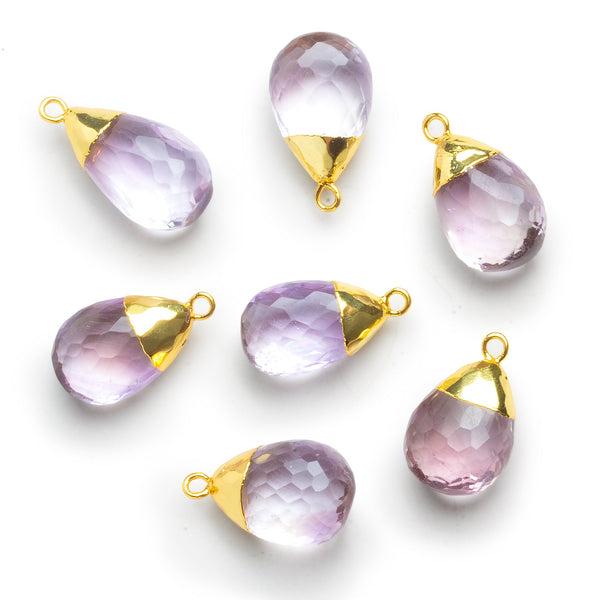 20x11mm Gold Leafed Amethyst Faceted Pear Pendant 1 Bead