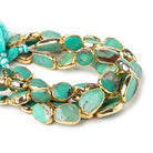 20x11mm Gold Leafed Chrysoprase Plain Nuggets 7 inch 12 Beads - The Bead Traders