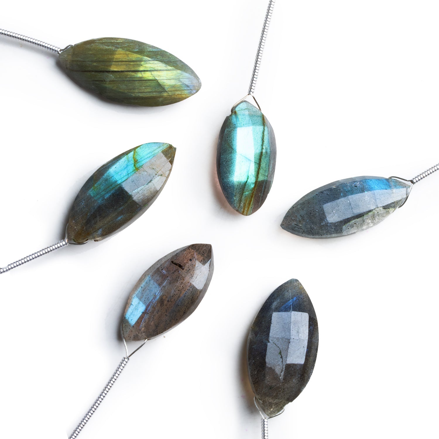 20x11mm Labradorite Faceted Marquise Focals 2 Beads - The Bead Traders