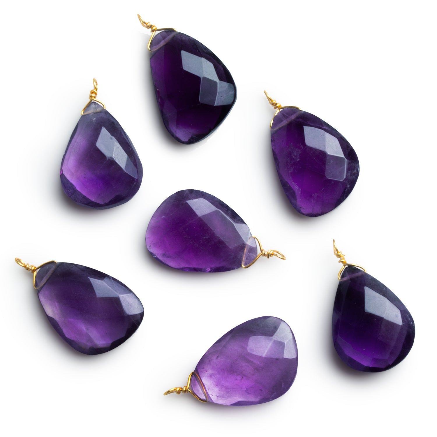 20x12mm Amethyst Fancy Pear Wire-Wrapped Pendant 1 Bead - The Bead Traders