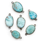 20x12mm Black Gold Bezeled Larimar Connector 1 Bead - The Bead Traders