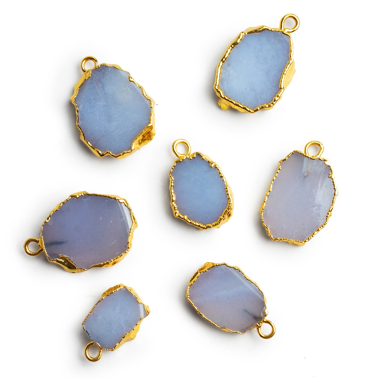 20x12mm Gold Leafed Chalcedony Slice Pendant 1 Bead - The Bead Traders