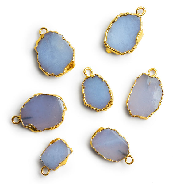 20x12mm Gold Leafed Chalcedony Slice Pendant 1 Bead
