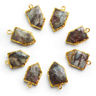 20x12mm Gold Leafed Jasper Shield Pendant 1 Bead - The Bead Traders