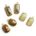20x12mm Gold Leafed Sapphire Pendants Set of 2 Beads - The Bead Traders