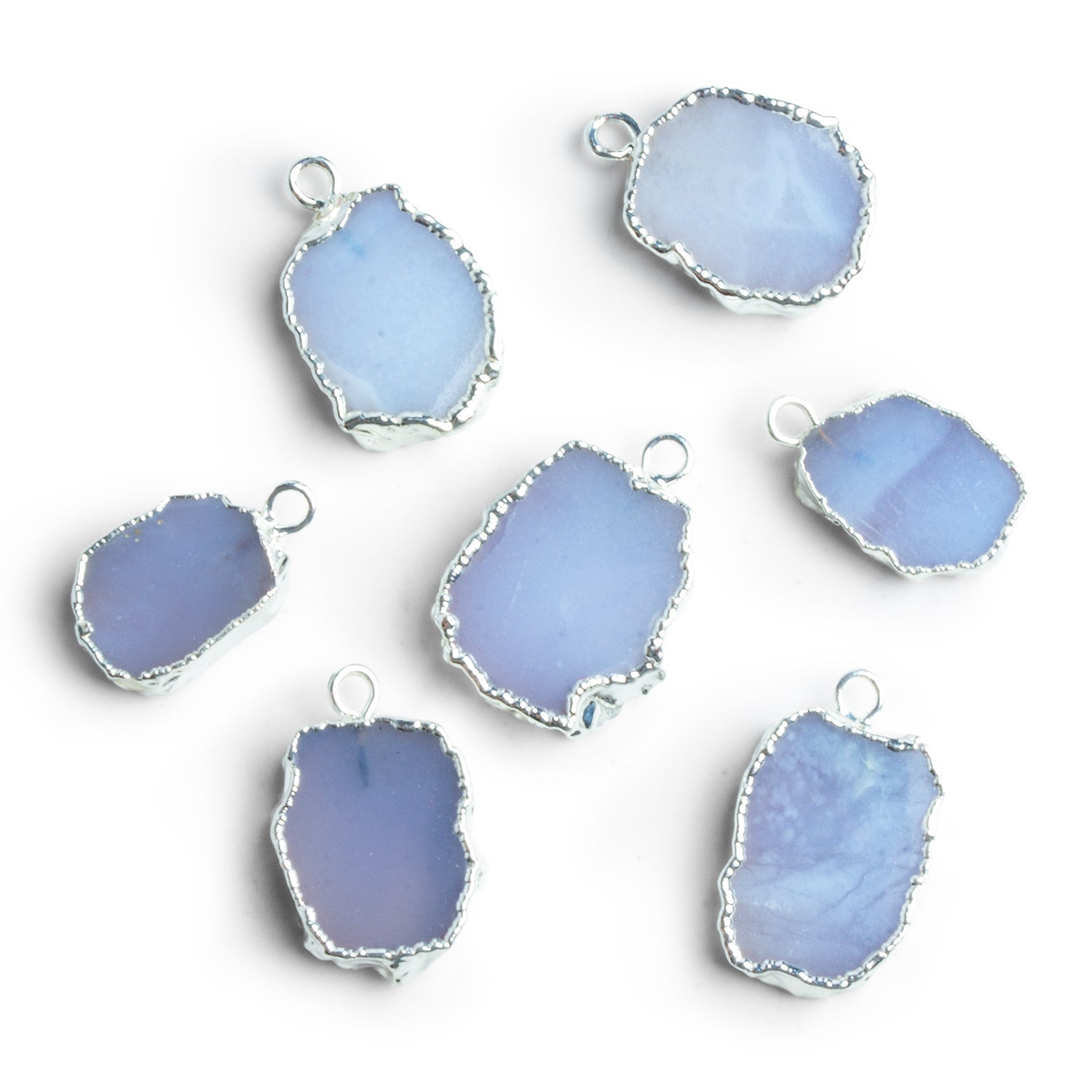 20x12mm Silver Leafed Chalcedony Slice Pendant 1 Bead - The Bead Traders