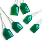 20x13mm Dark Green Chalcedony Pentagon Focals Set of 2 Beads - The Bead Traders
