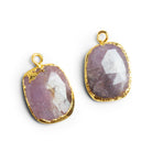 20x13mm Gold Leafed Sapphire Pendants Set of 2 Beads - The Bead Traders