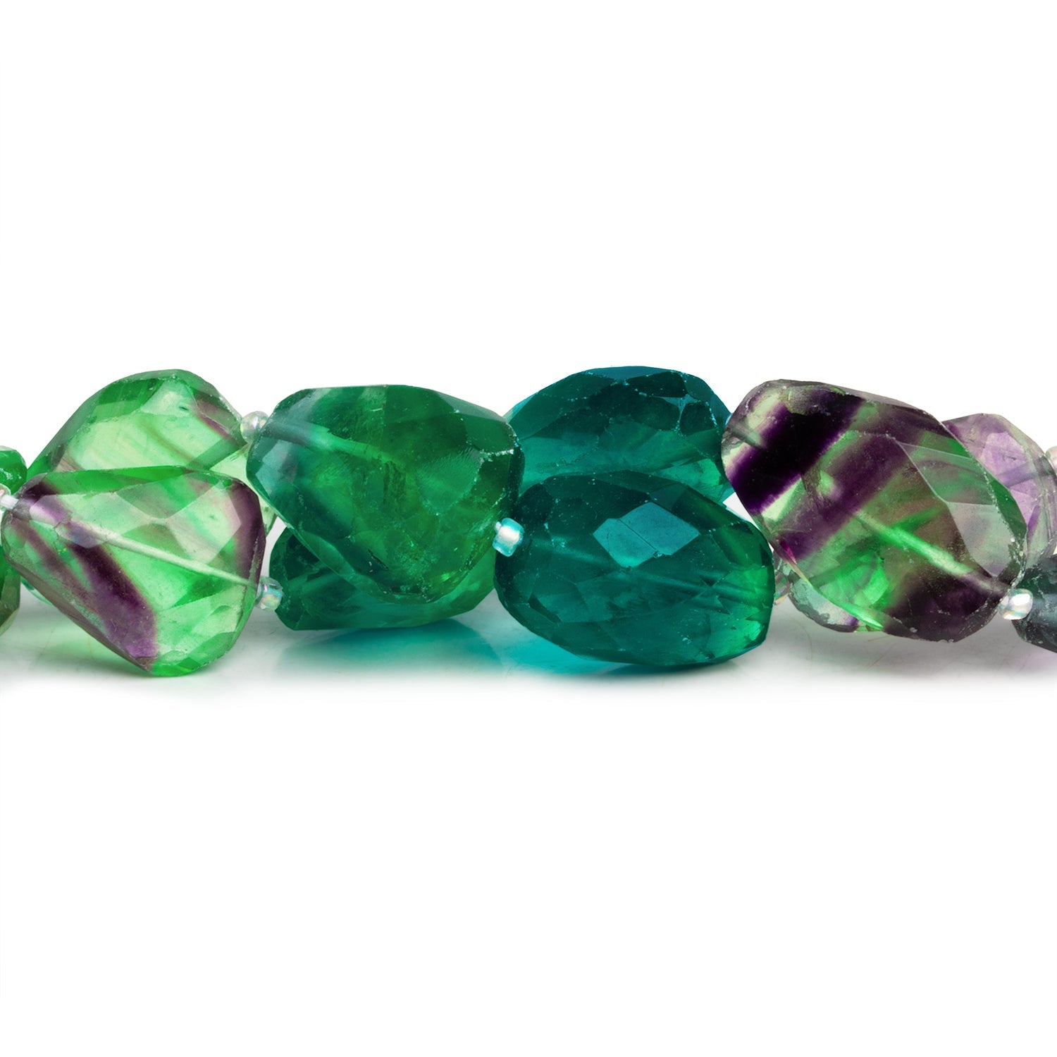20x13mm Multicolor Fluorite Faceted Nuggets 20 inch 22 beads - The Bead Traders