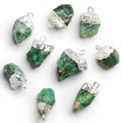 20x13mm Silver Leafed Emerald Natural Crystal Pendant 1 Bead - The Bead Traders