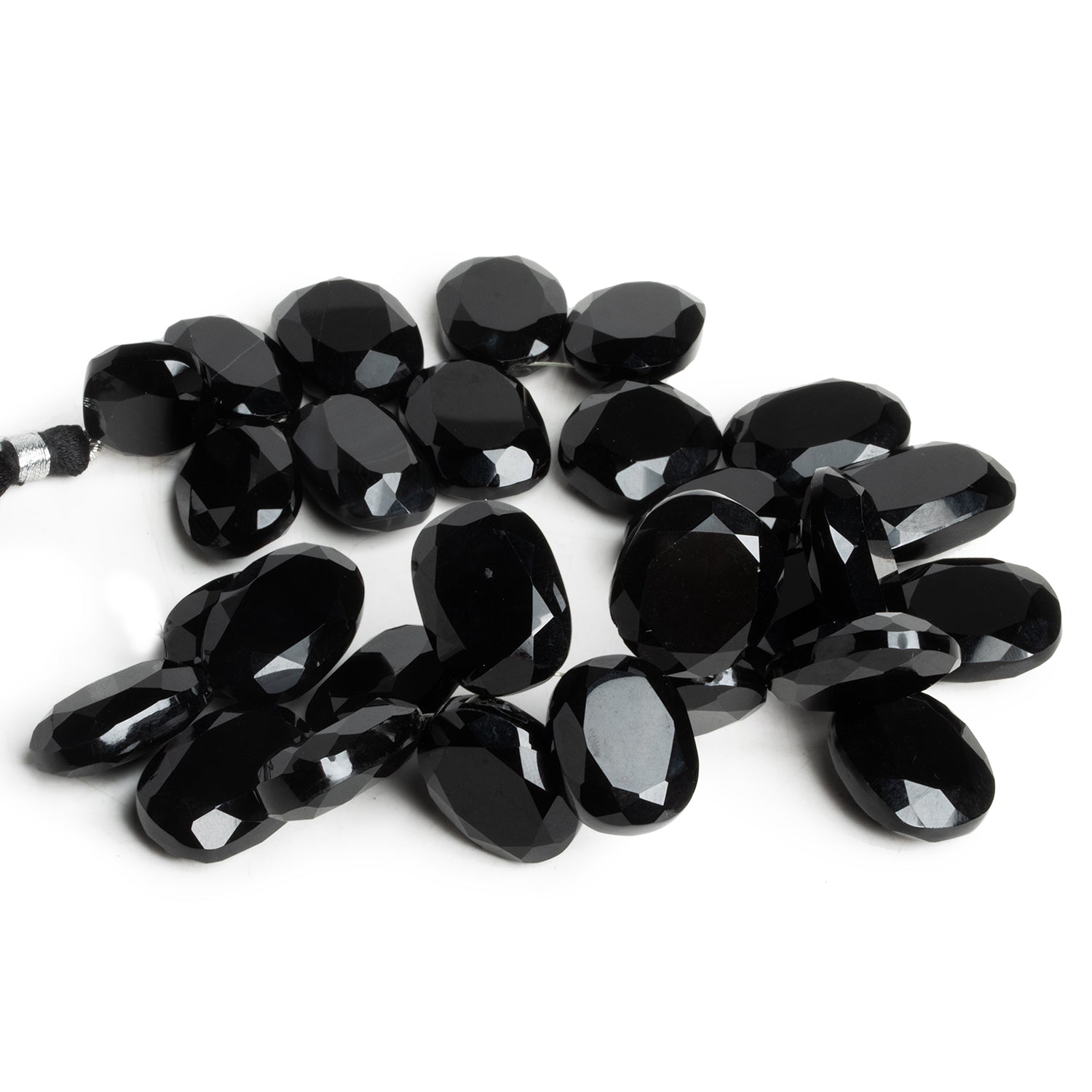 20x14mm Black Spinel Faceted Ovals 8.5 inch 27 beads - The Bead Traders
