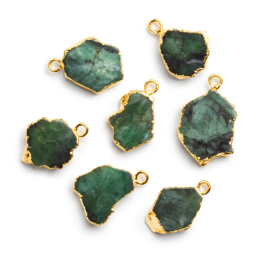 20x14mm Emerald Slice Gold Leafed Pendant 1 Bead - The Bead Traders
